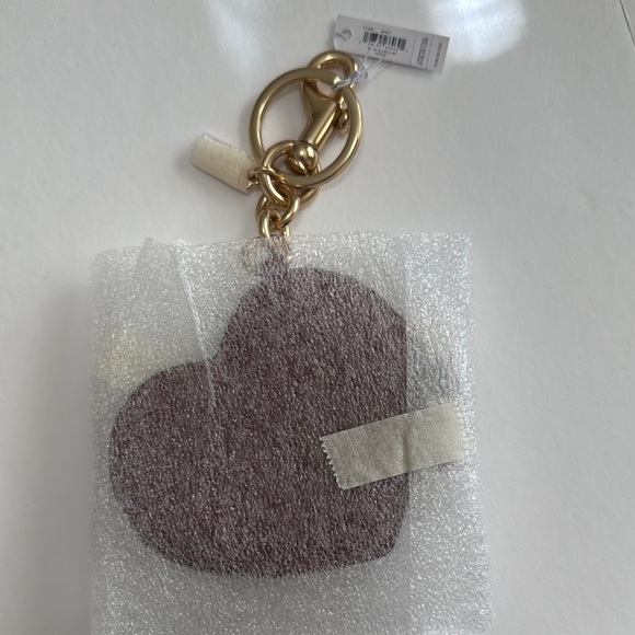 Coach CP368 Dark Ruby Leather Heart Coin Pouch Bag Charm Keychain NWT - Picture 9 of 13